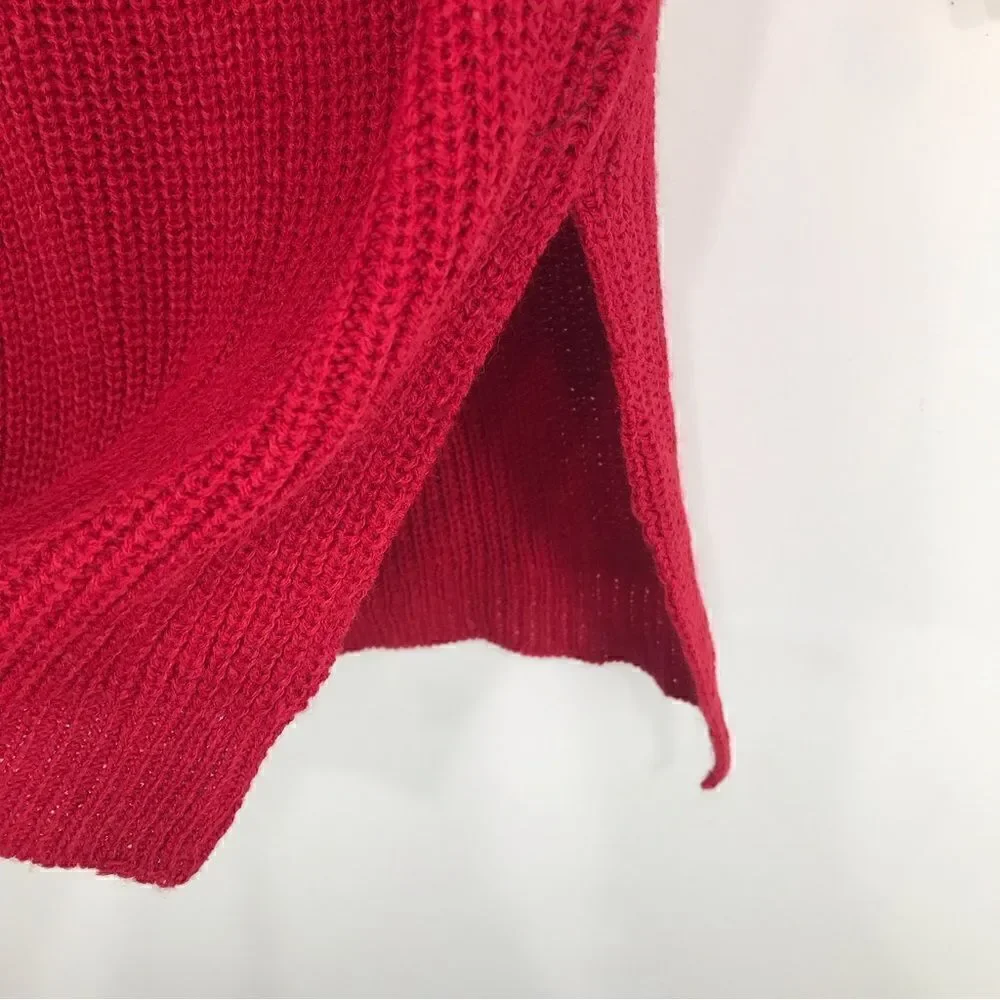 Ambiance Apparel Red Criss Cross Back Tunic Sweater NEW